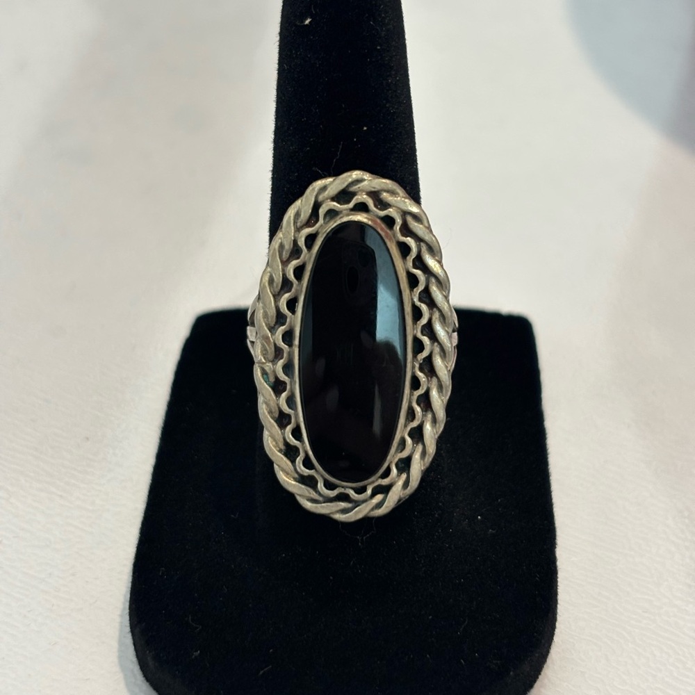 Vintage Silver Ring with Black Stone